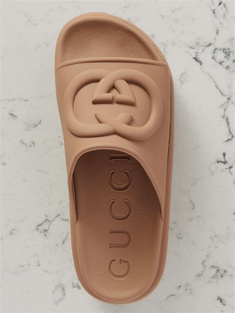 gucci red rubber slides|gucci rubber platform slides.